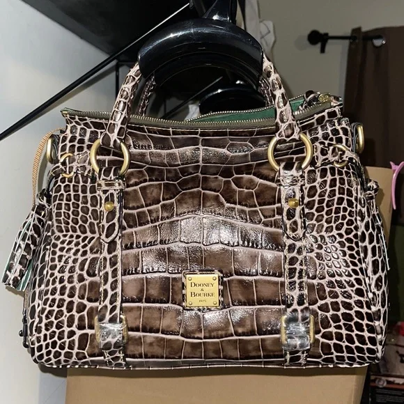 Hard to find!! Dooney & Bourke Croco Fino satchel. Brown crocodile. - Picture 1 of 8